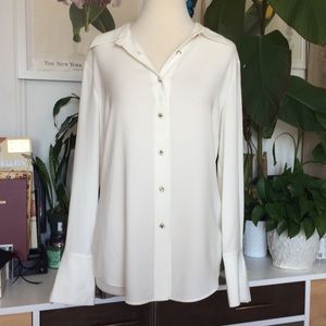 St. John Cream Button Up Blouse 8/M